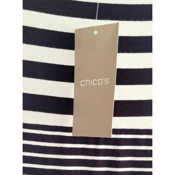 Chico's Women's Black White Striped Maxi Dress Shift - Size 1 - Picture 6 of 7